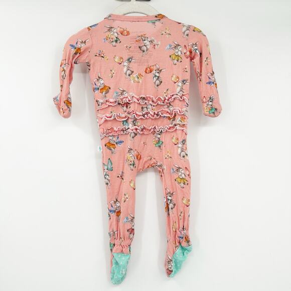 Posh Peanut Baby Girls Betty Bunny Rabbit Bamboo Ruffled Zippered Footie Size NB - Picture 9 of 9